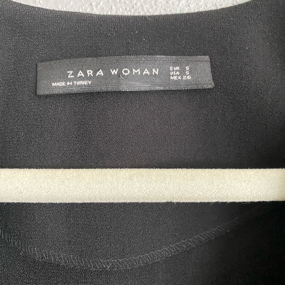 Zara Top Size Small Black V-Neck Long Sleeve Fringe Neutral Office Business Work - Picture 3 of 8